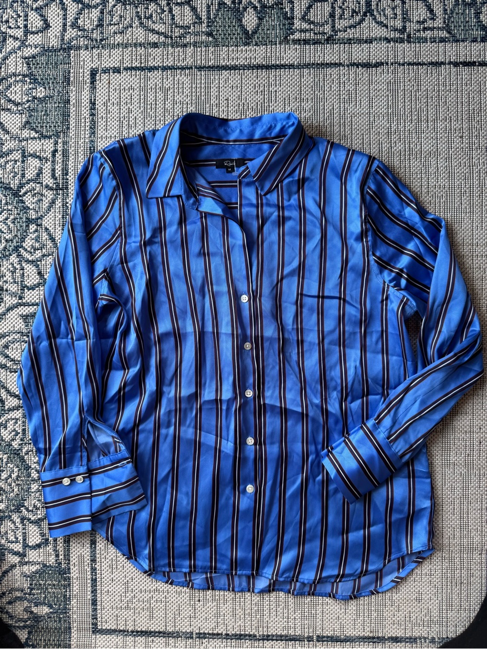 Rails Ledger Primrose Stripe Button Up Blouse Shirt Women’s Medium Blue